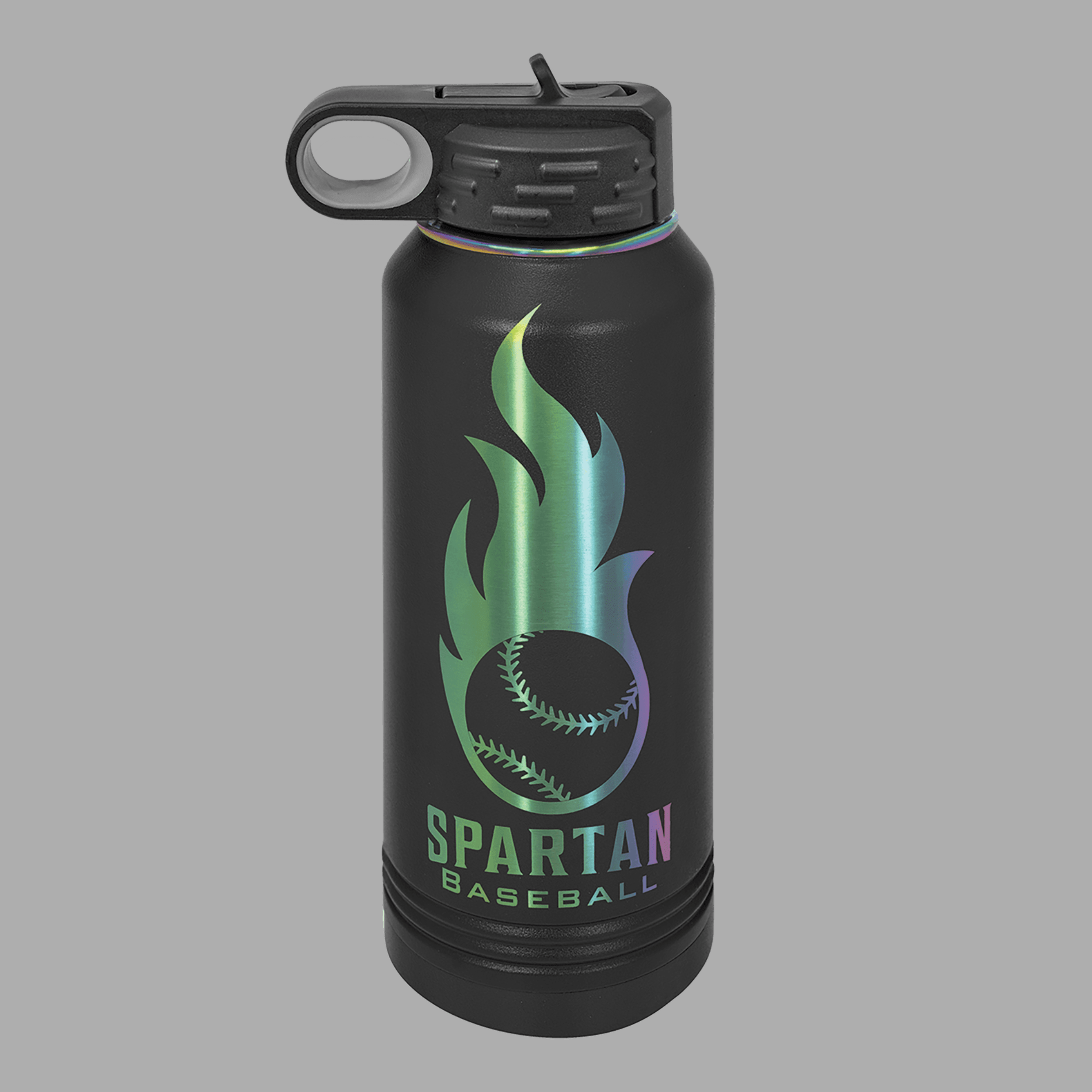 Personalized Engraved 32oz Vacuum Insulated Water Bottle Black with Prism