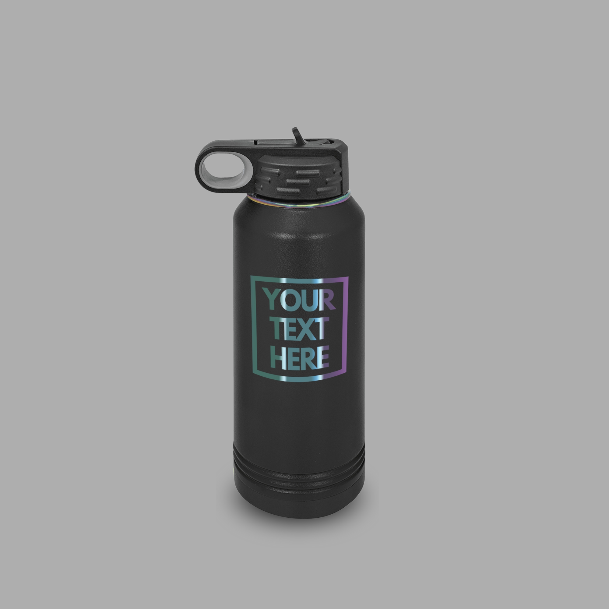 Personalized Engraved 32oz Vacuum Insulated Water Bottle Black with Prism