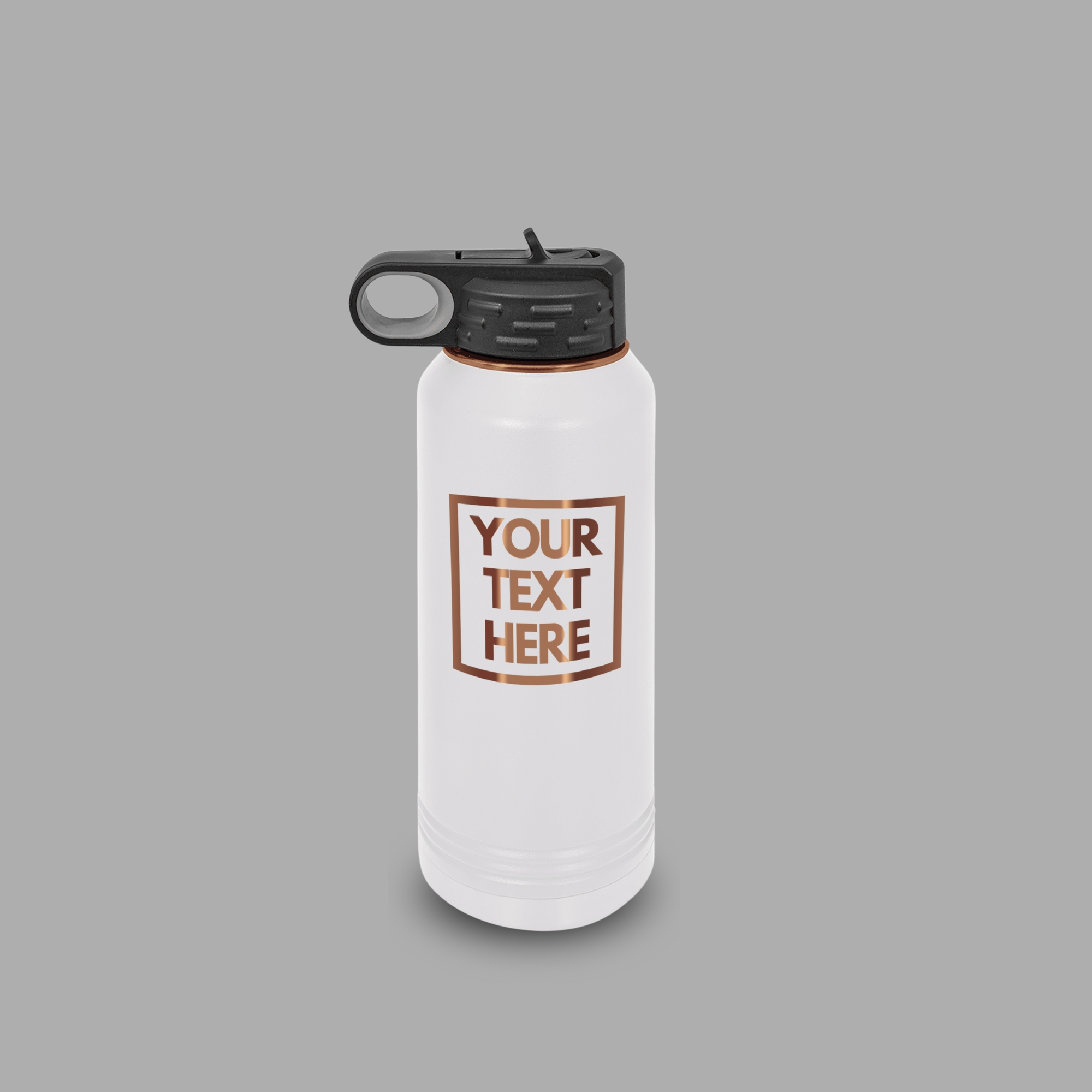 Personalized Engraved 32oz Vacuum Insulated Water Bottle White with Rose Gold
