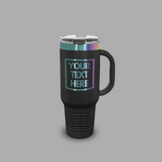 Personalized 40oz Tumbler Travel Mug Laser Engraved Black with Prism