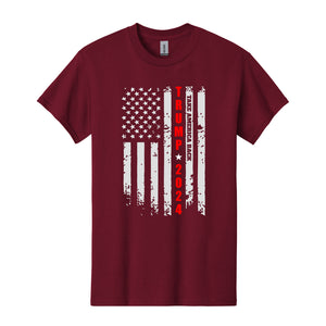 Trump 2024 Vintage American Flag T-Shirt for Men, Adult Short Sleeve Trump Tee