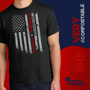 Trump 2024 Vintage American Flag T-Shirt for Men, Adult Short Sleeve Trump Tee